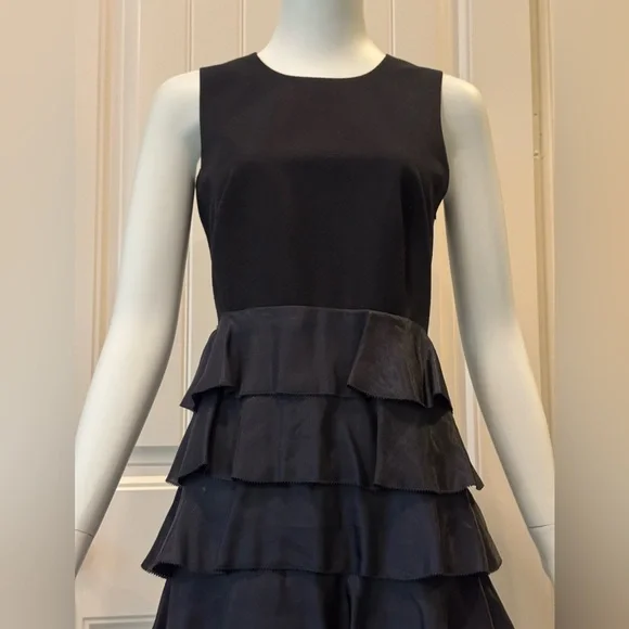 Orla Kiely Tiered Ruffle Dress | Dark Navy |Sleeveless Size 4 - Picture 7 of 16